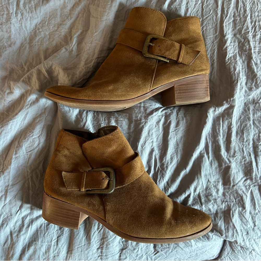 Qupid Brown Ankle Booties with Buckle
